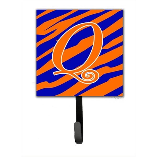 Carolines Treasures 4.25 x 6 in. Letter Q Initial Tiger Stripe Blue and Orange Leash Or Key Hook CJ1036-QSH4 - main